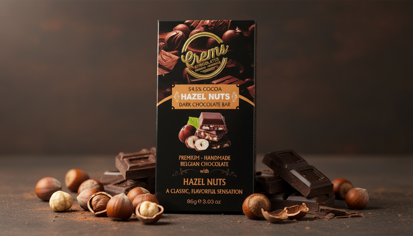 Hazelnut Dark Chocolate Bar 58% Cocoa